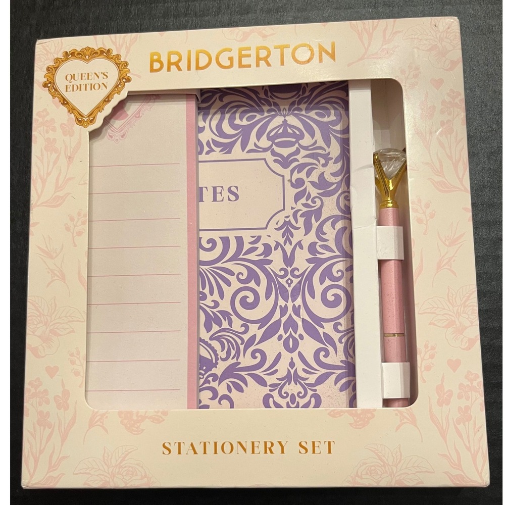 Bridgerton Queens Edition Stationery Set Notebook Notepad Pen Stickers NEW
